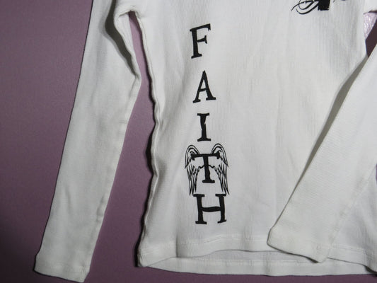 Bay Beauty Thermal Shirt - Women's Small - Long Sleeve Faith Cross Graphic