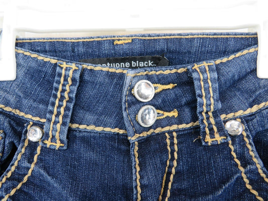 twentyone black Jeans Womens 0/1 Regular Skinny Crystal Studs Dark Wash Stretch