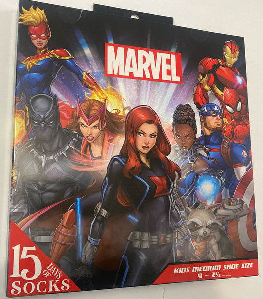 Marvel 15 Days of Socks Kids Medium Shoe Sz 9 - 2 1/21