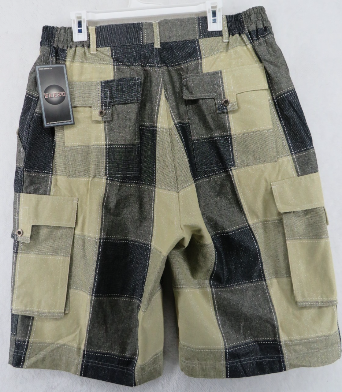 Veezo Men's Shorts - Black & Khaki - Cargo Pockets - Size XL