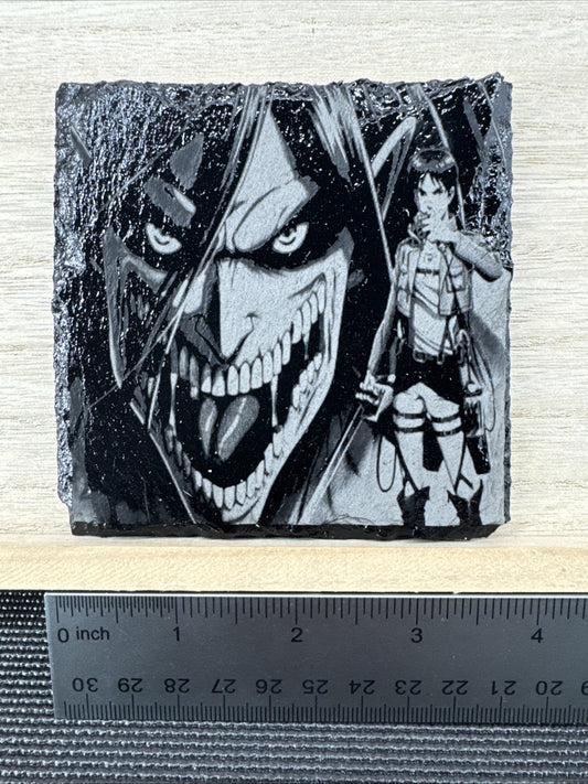 Laser Engraved Slate Coaster - AOT - Erin