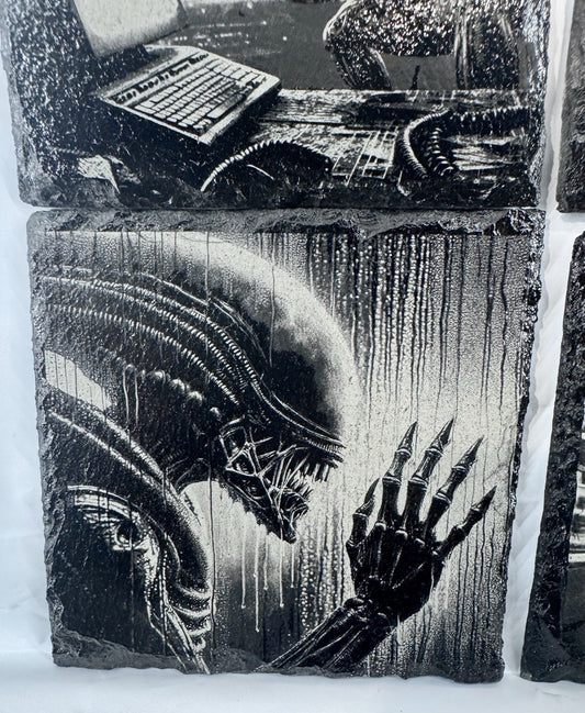 Slate Coaster Set Of 4 - Alien