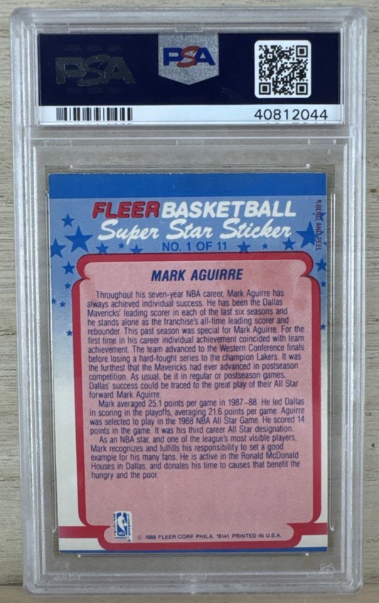 1988 Fleer Sticker - Mark Aguirre #1 - PSA 5