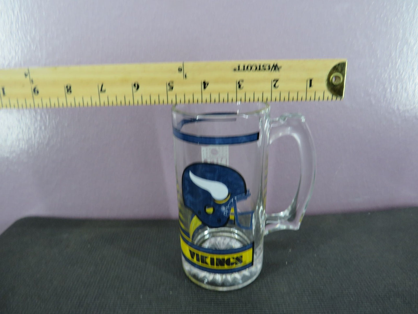 Vintage Minnesota Vikings Beer Mug Stein Tall Glass 1980s NFL