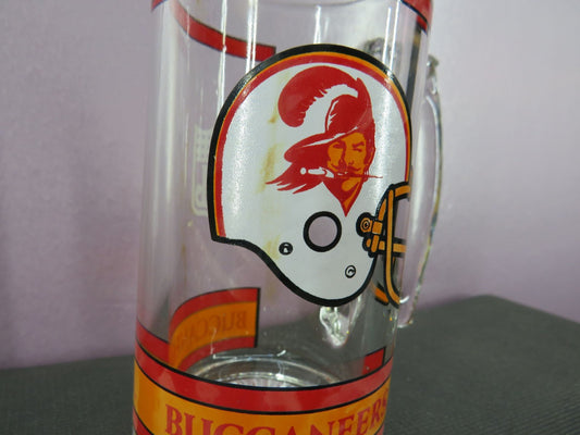 Vintage Tampa Bay Buccaneers Beer Mug Stein Tall Glass 1980s NFL