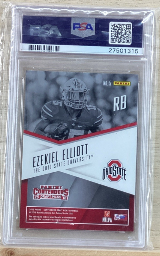 2016 Contenders Draft Picks - Ezekiel Elliott #5 - School Colors - PSA 9 Mint