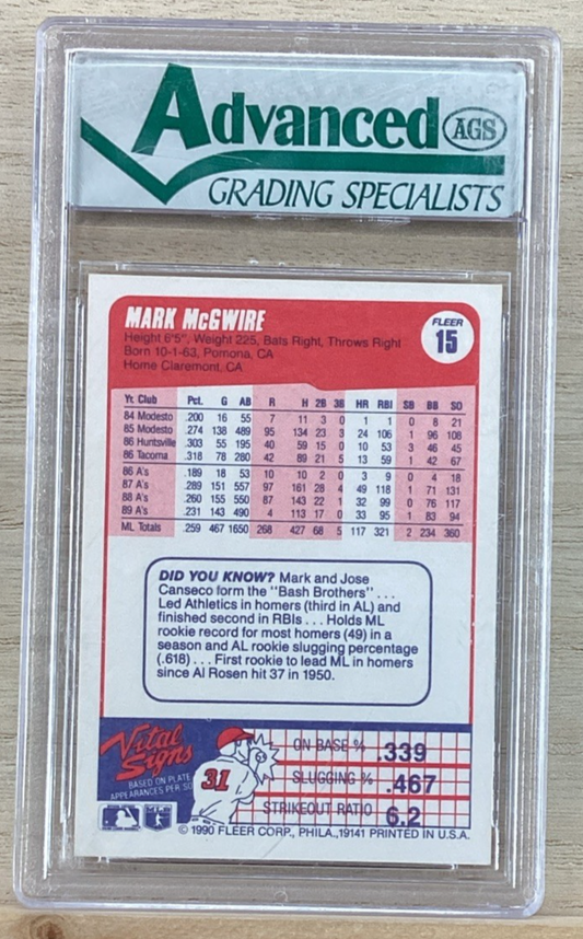 1990 Fleer Canadian - Mark McGwire #15 - Graded