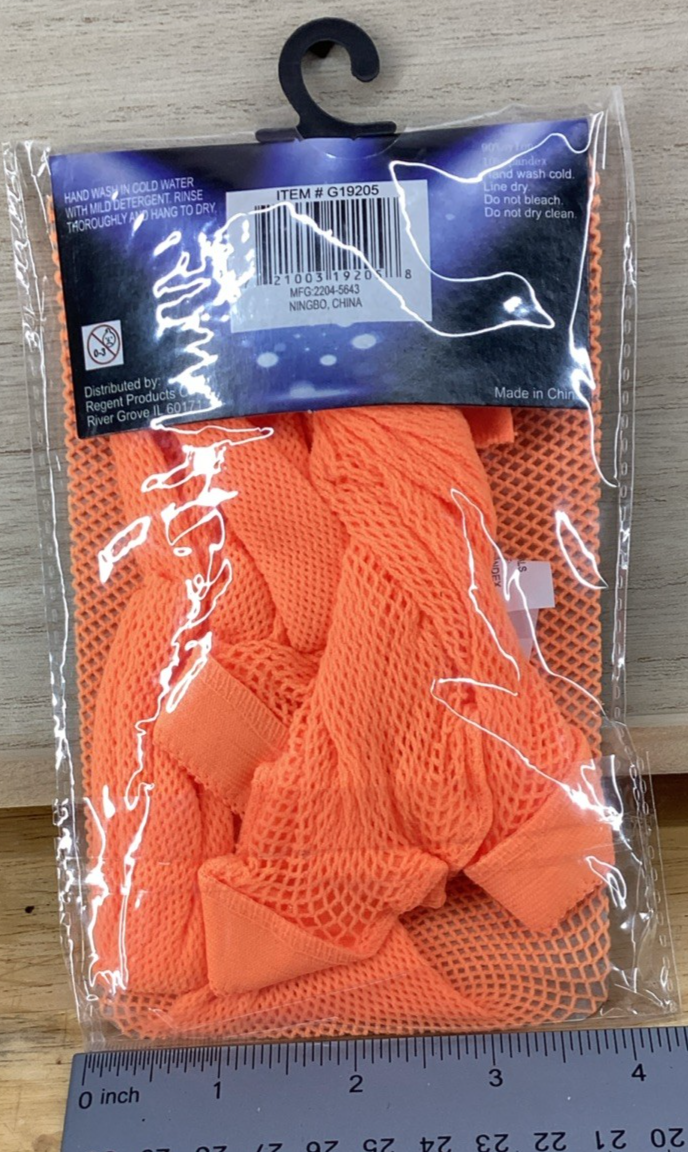 Regent Halloween Costume Neon Fishnet Stockings - Orange
