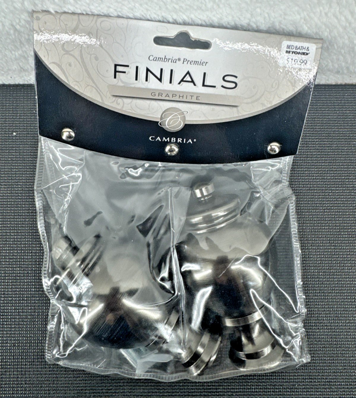 Cambria Premier Curtain Rods Finials Graphite Complete Prism Knob Set Of 2