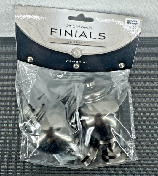 Cambria Premier Curtain Rods Finials Graphite Complete Prism Knob Set Of 2