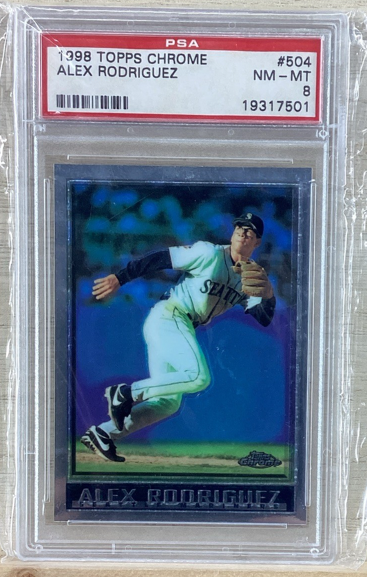 1998 TOPPS CHROME - ALEX RODRIGUEZ #504 - PSA 8 NM-MT