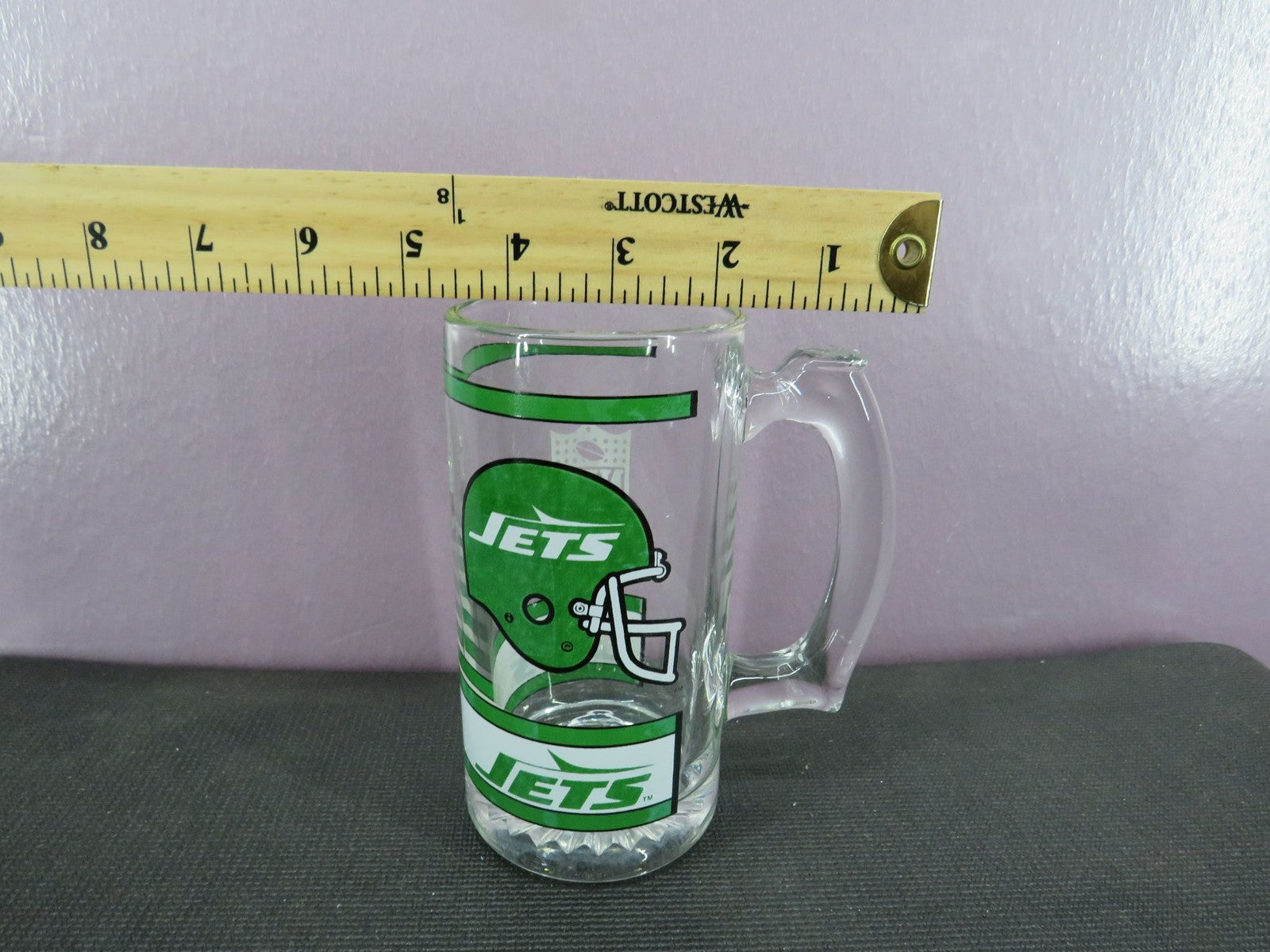 Vintage New York Jets Beer Mug Stein Tall Glass 1980s NFL