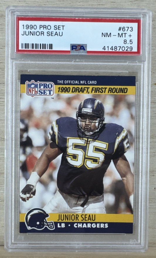 1990 PRO SET - JUNIOR SEAU #673 - PSA 8.5