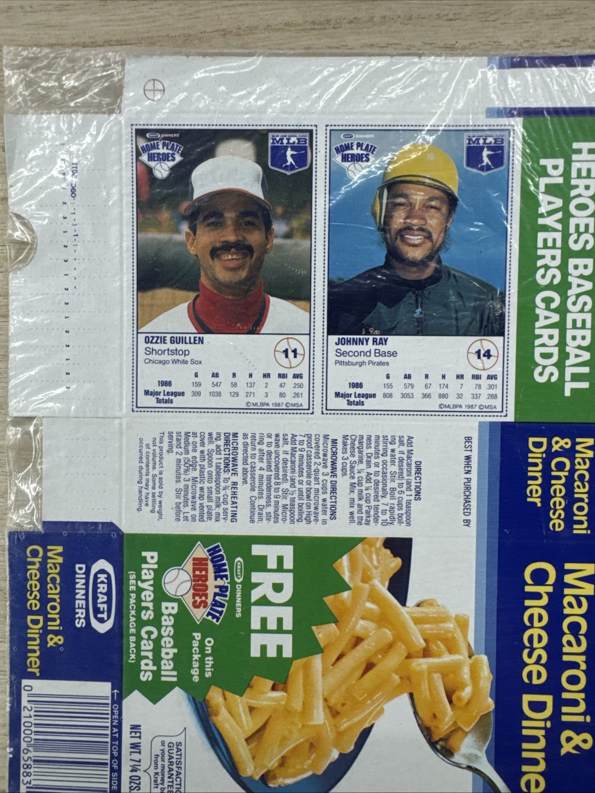 1987 Kraft Home Plate Heroes Never Folded Panel - Ozzie Guillen & Johnny Ray