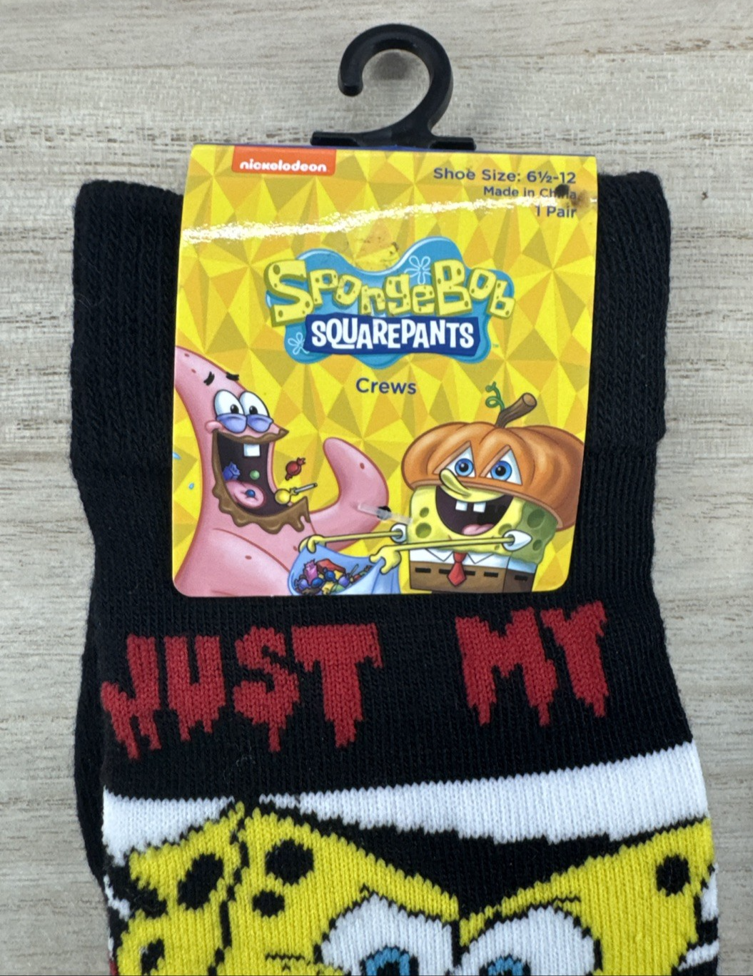 Spongebob Squarepants Just My Type Socks - Shoe Size 6.5-121