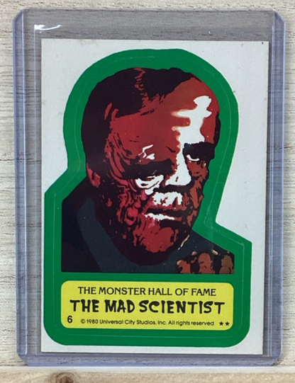 1980 Universal City Studios Hall of Fame Sticker Card - The Mad Scientist  #60