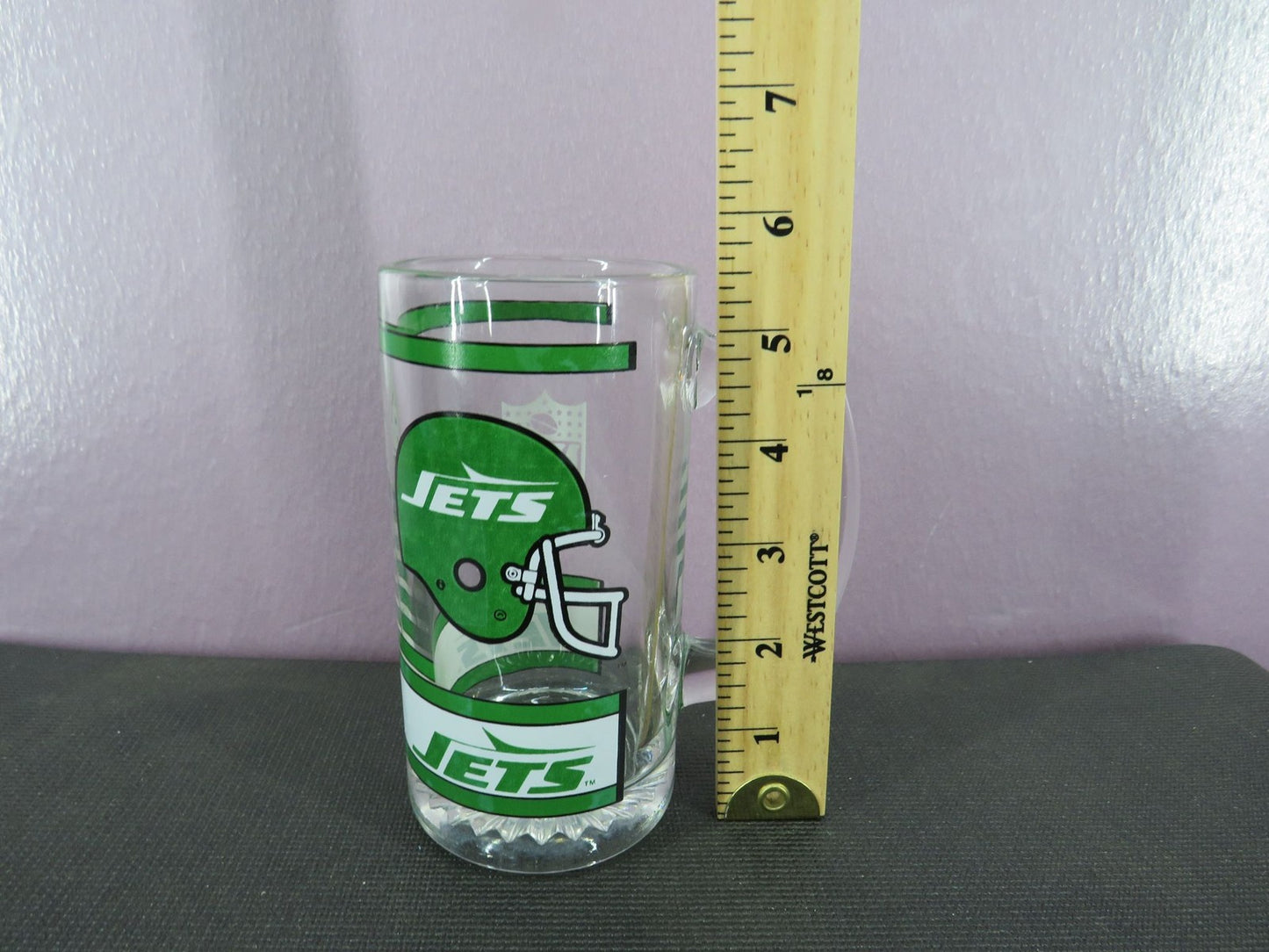 Vintage New York Jets Beer Mug Stein Tall Glass 1980s NFL