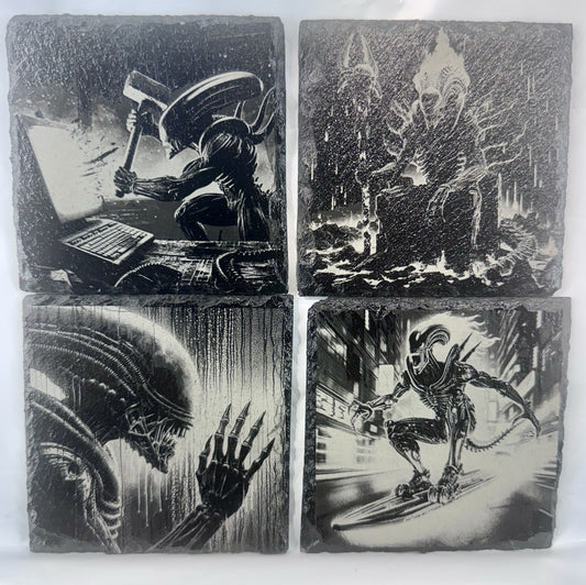 Slate Coaster Set Of 4 - Alien