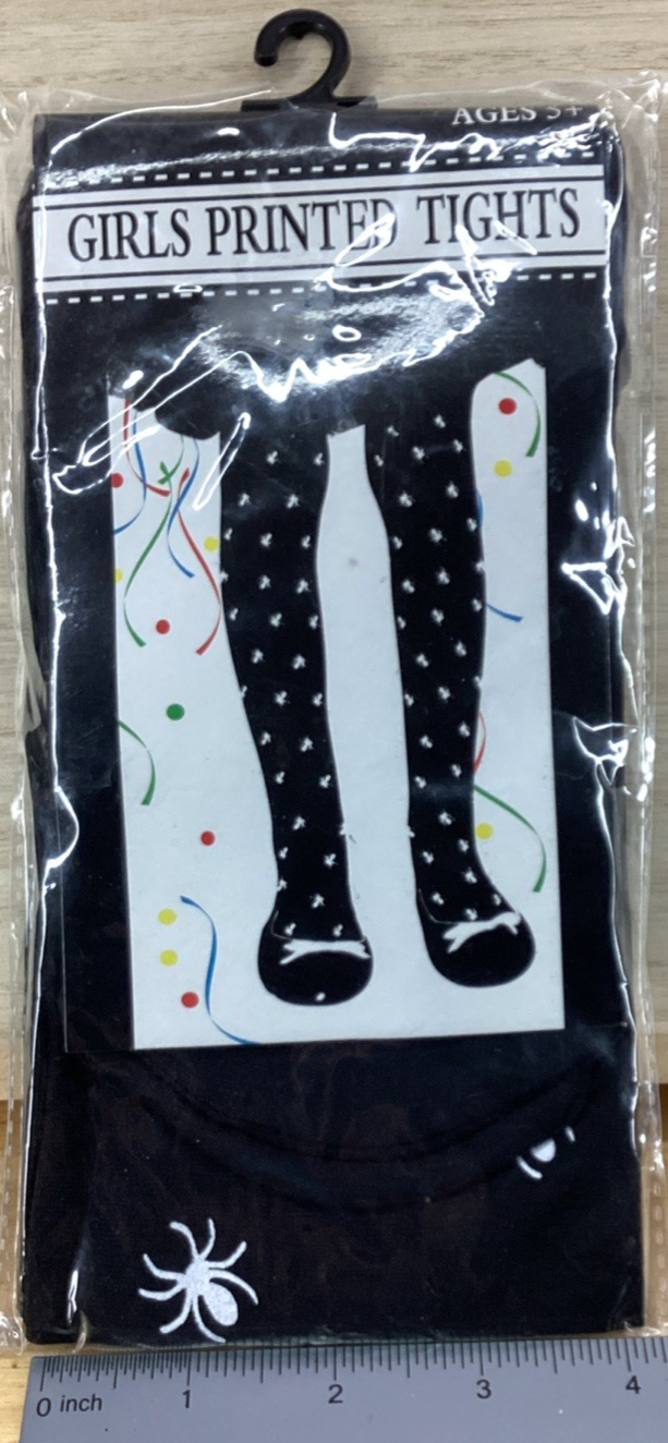 Black & White Halloween Spider Printed Tights0