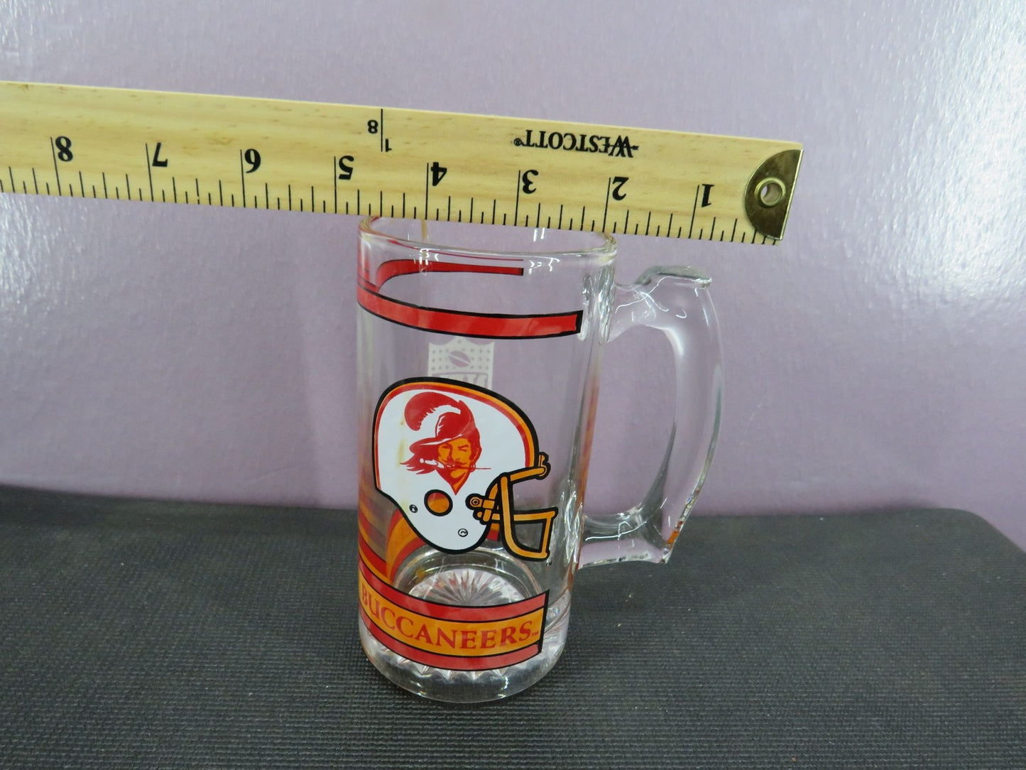 Vintage Tampa Bay Buccaneers Beer Mug Stein Tall Glass 1980s NFL