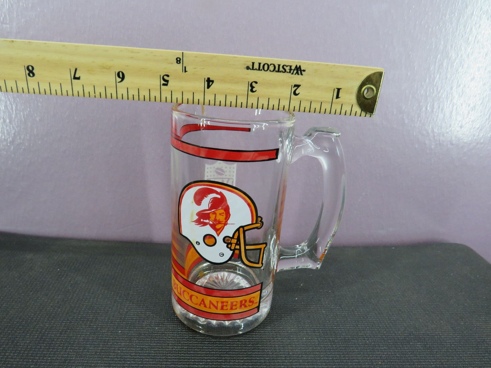 Vintage Tampa Bay Buccaneers Beer Mug Stein Tall Glass 1980s NFL