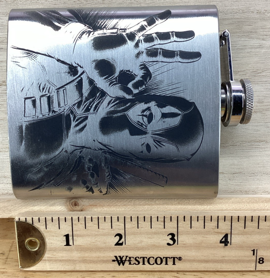Laser Engraved 6 oz Stainless Steel Flask - D