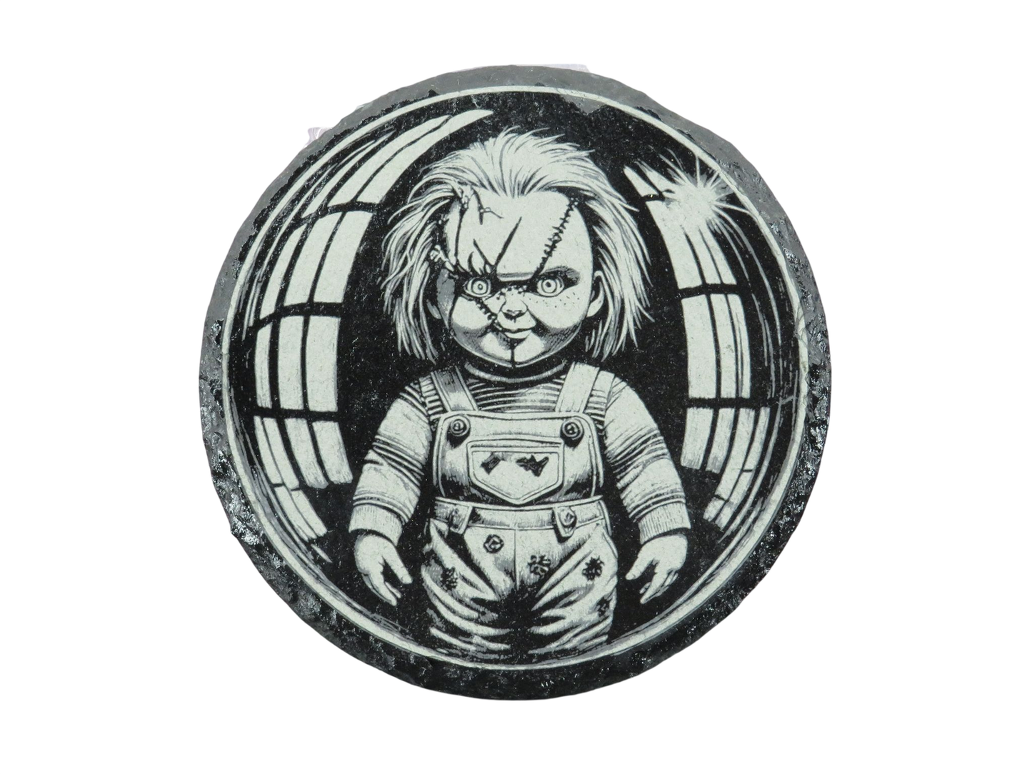 Laser Engraved Round Slate Coaster - CH3