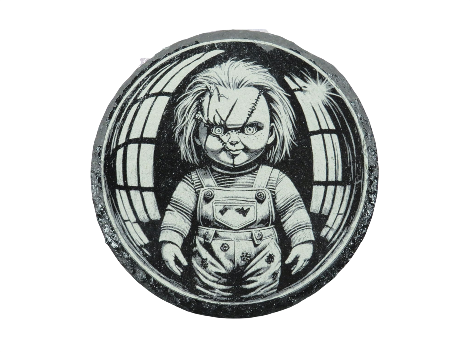 Laser Engraved Round Slate Coaster - CH3