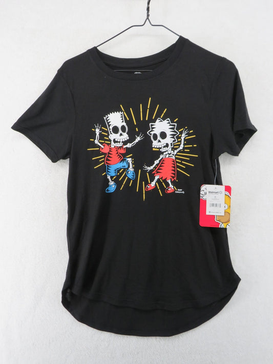The Simpsons Skeleton Graphic T-Shirt Juniors Medium 7-9 Short Sleeve Tee0
