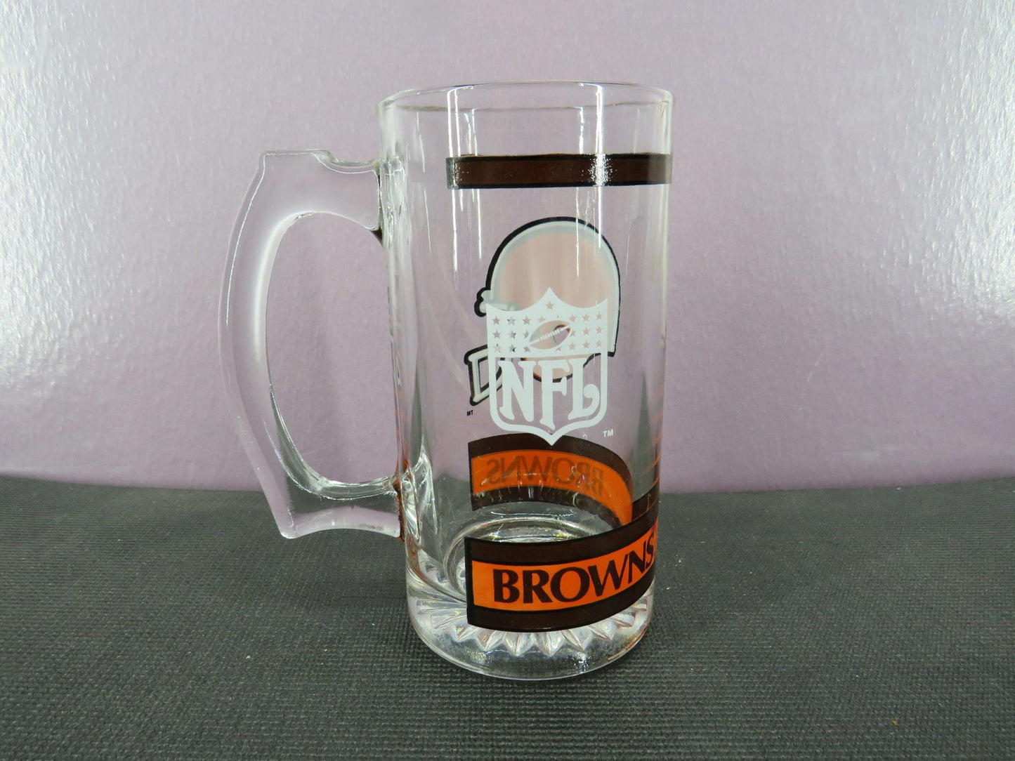 Vintage Cleveland Browns Beer Mug Stein Tall Glass 1980s NFL