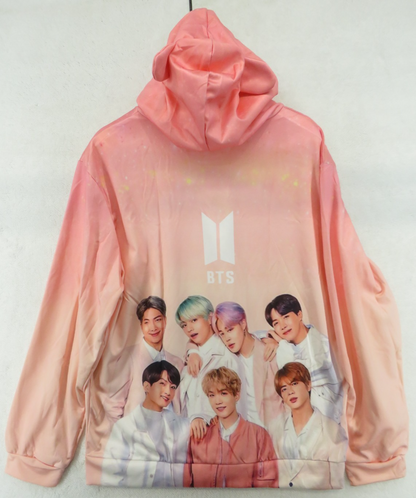 BTS Peach/Pink Color Long Sleeve Hoodie - Size Medium