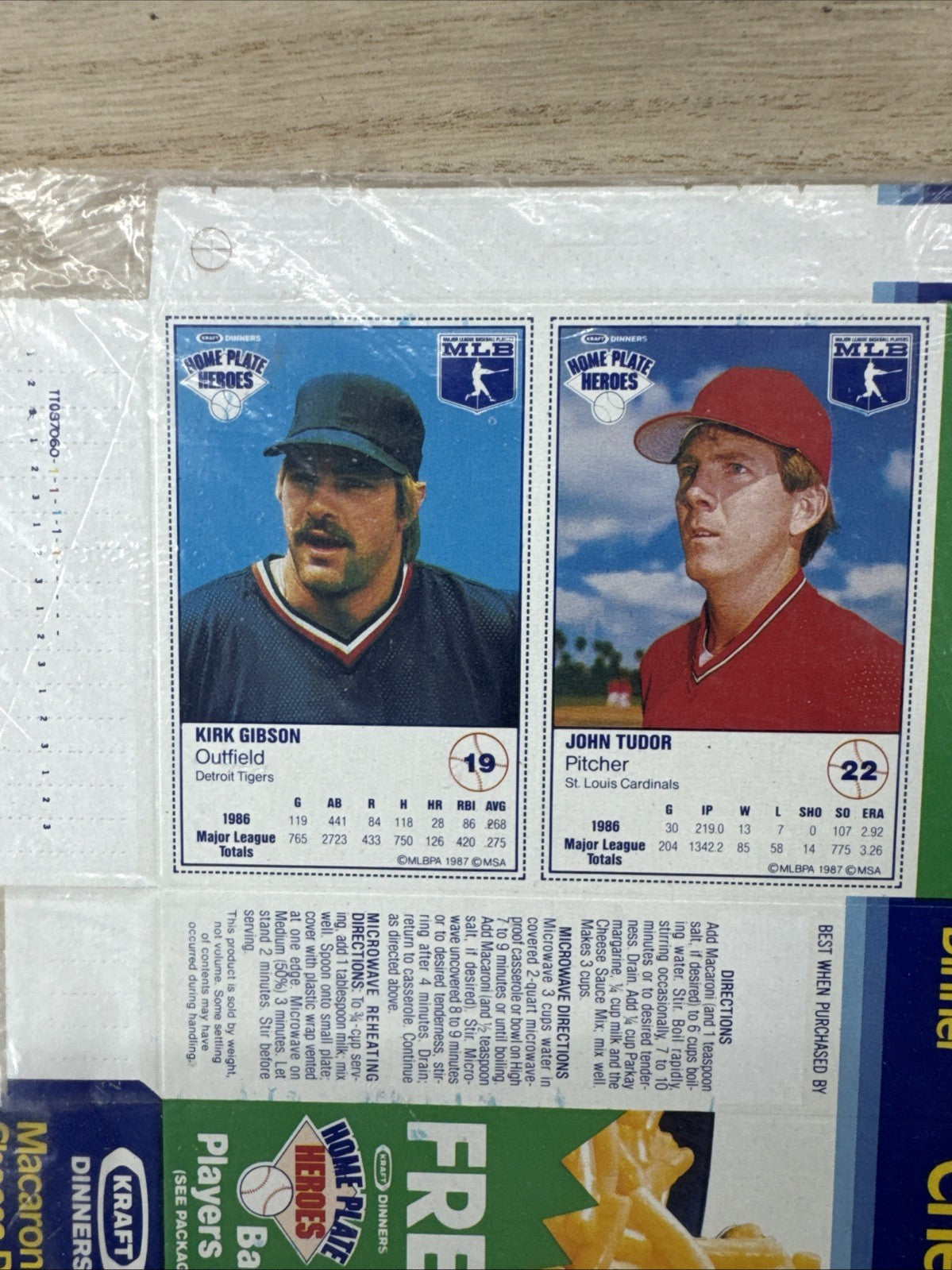 1987 Kraft Home Plate Heroes Never Folded Panel - Kirk Gibson John Tudor1
