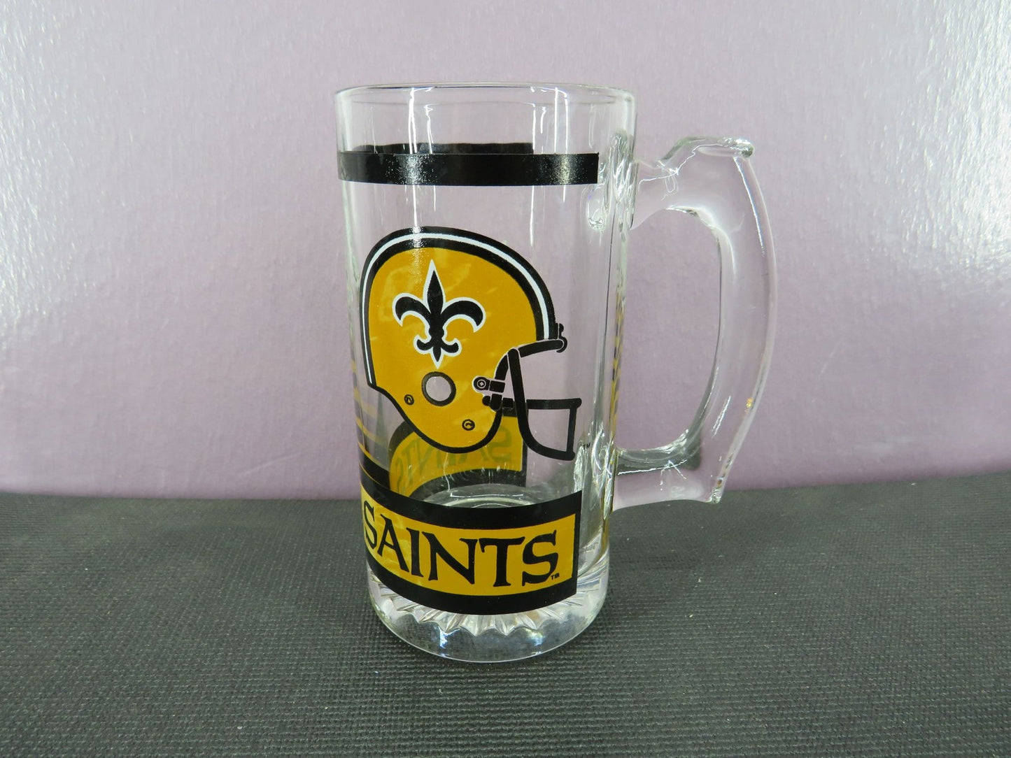 Vintage New Orleans Saints Beer Mug Stein Tall Glass 1980s NFL