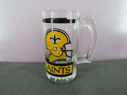 Vintage New Orleans Saints Beer Mug Stein Tall Glass 1980s NFL