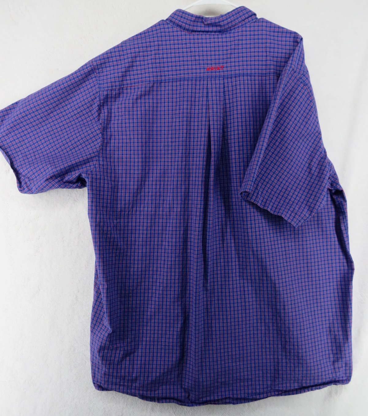 Ariat Pro Series Men's Short Sleeve Shirt - XXL Tall - Purple Plaid Pattern