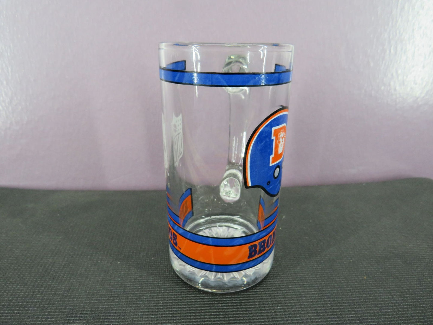 Vintage Denver Broncos Beer Mug Stein Tall Glass 1980s NFL