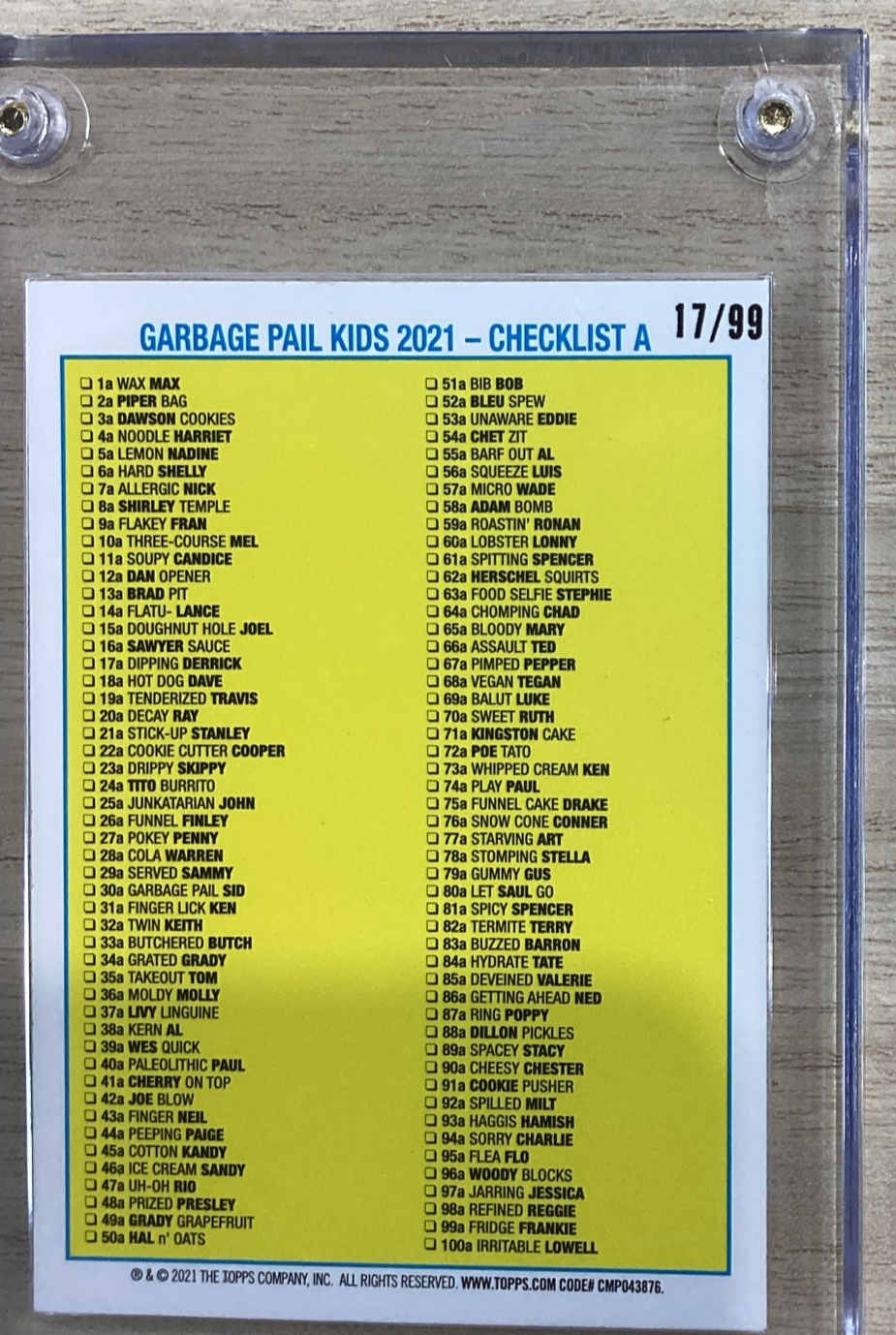 2021 Topps Garbage Pail Kids - Twin Keith - Blue 17/99