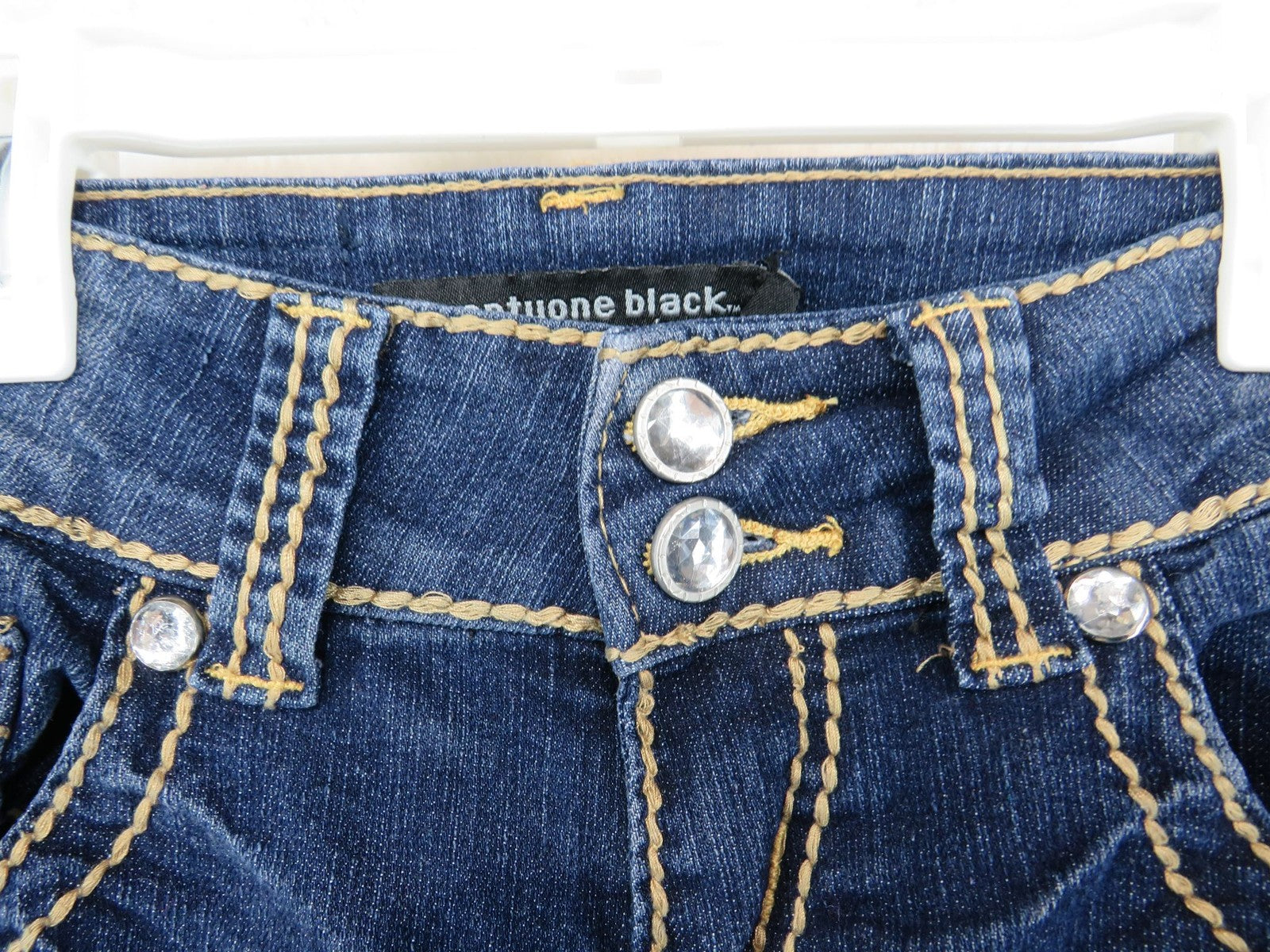 twentyone black Jeans Womens 0/1 Regular Skinny Crystal Studs Dark Wash Stretch