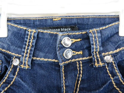 twentyone black Jeans Womens 0/1 Regular Skinny Crystal Studs Dark Wash Stretch
