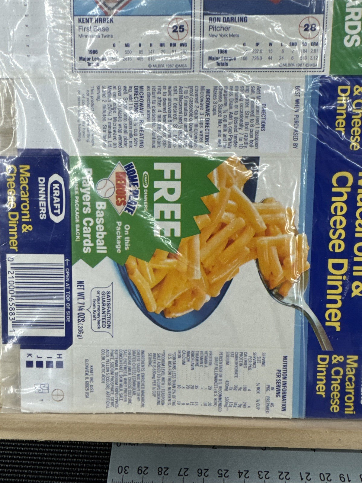 1987 Kraft Home Plate Heroes Never Folded Panel - Kent Hrbek Ron Darling