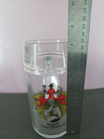 Festwirt Walter Weitmann Glass Beer Mug - German Crest1