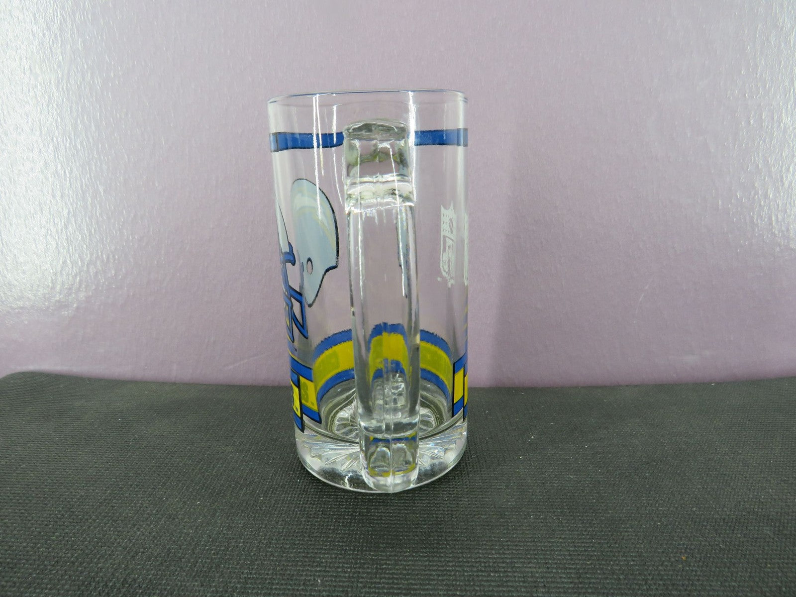 NFL Chargers Official Glass Beer Mug Helmet Logo Blue Yellow Collectible Stein
