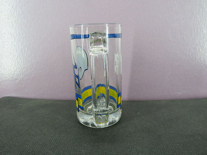 NFL Chargers Official Glass Beer Mug Helmet Logo Blue Yellow Collectible Stein