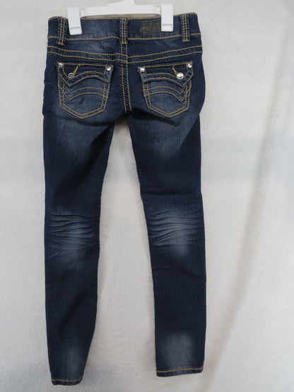 twentyone black Jeans Womens 0/1 Regular Skinny Crystal Studs Dark Wash Stretch
