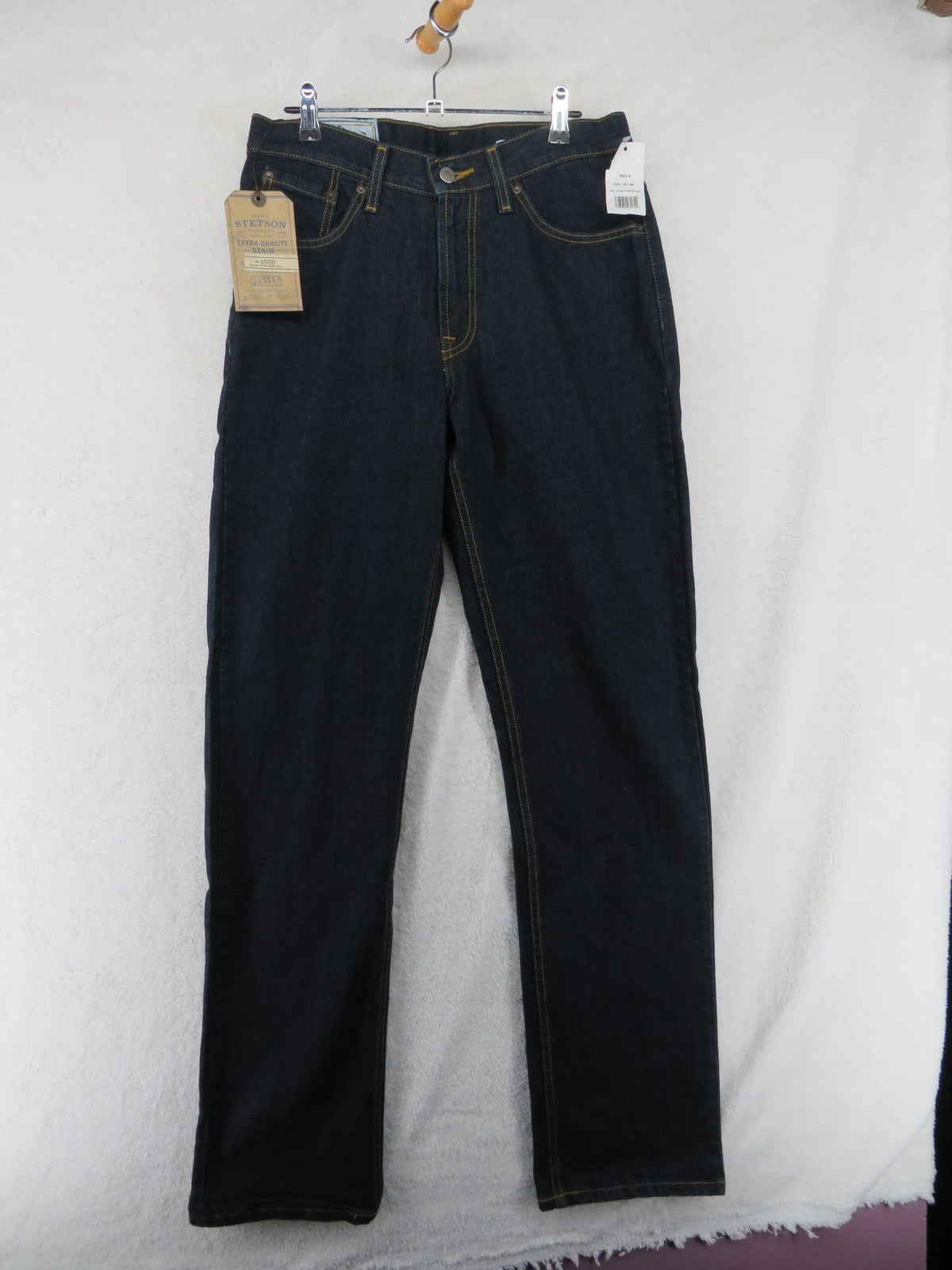 John B Stetson Jeans Men's W30 L36 Standard Straight Leg Indigo Work Denim 1520