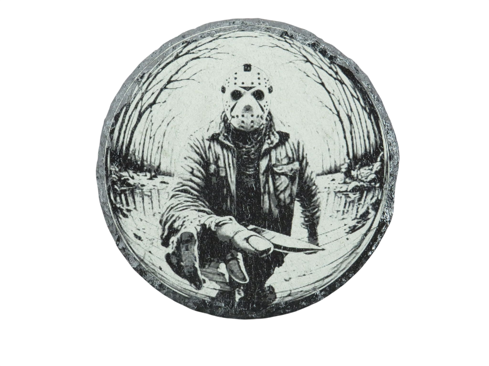 Laser Engraved Round Slate Coaster - J2