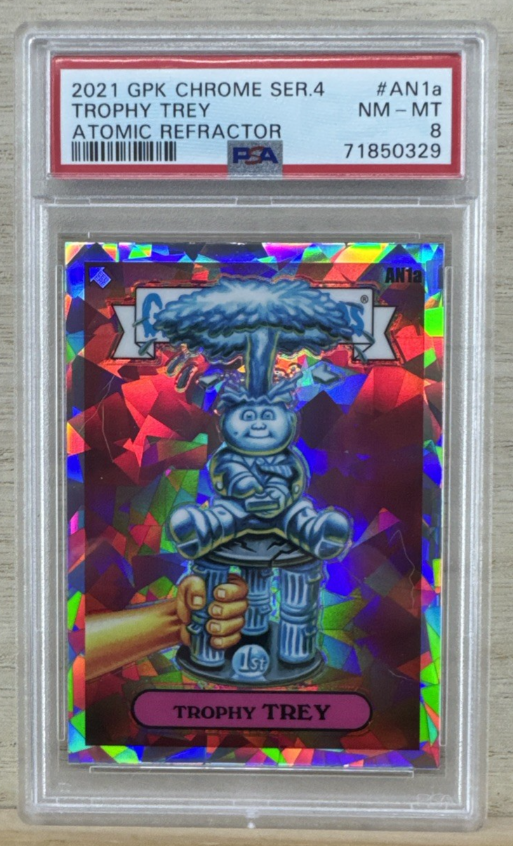 2021 Garbage Pail Kids Chrome Series 4 - Trophy Trey - Atomic Refractor - PSA 8
