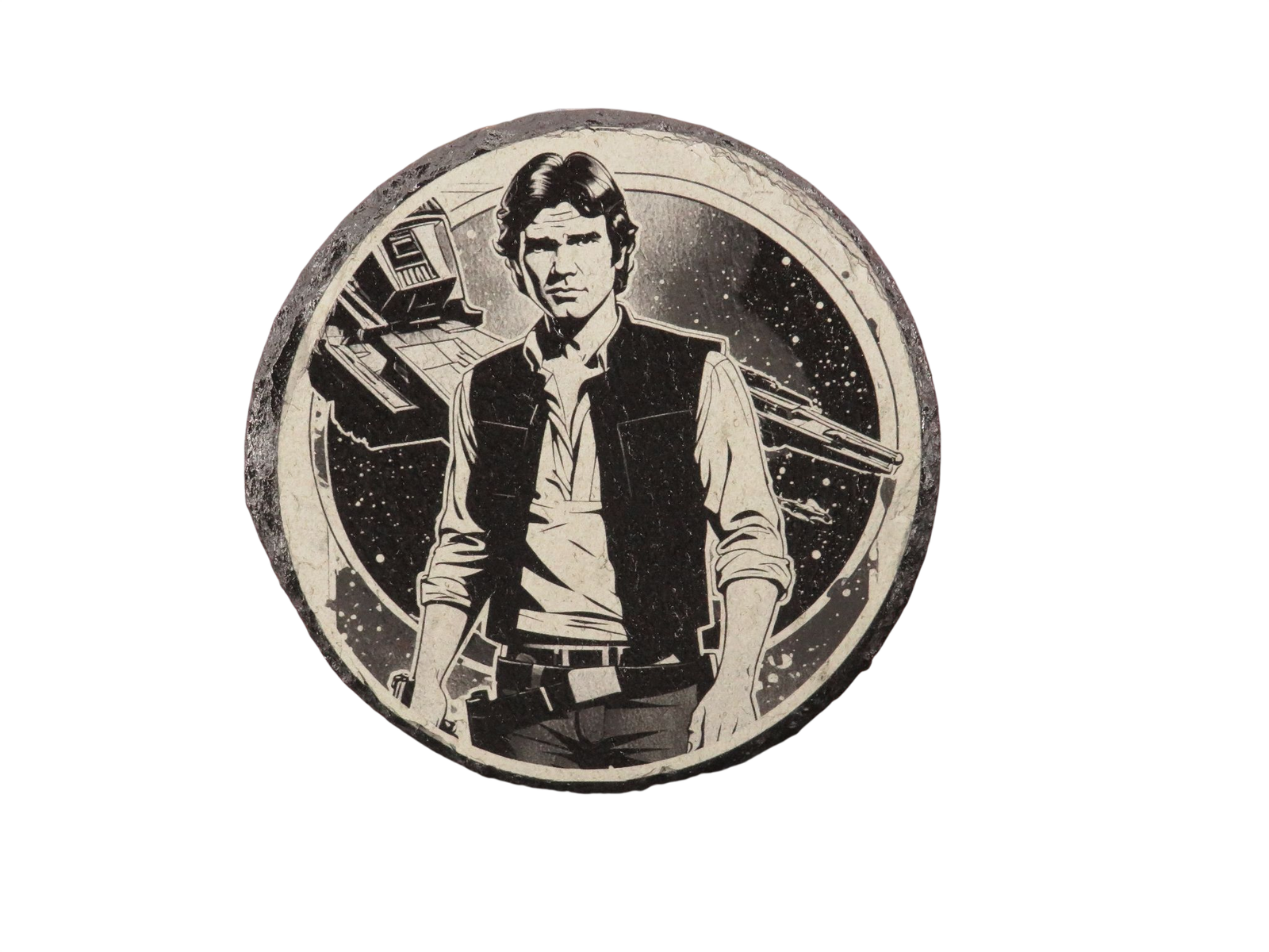 Laser Engraved Round Slate Coaster - SW4