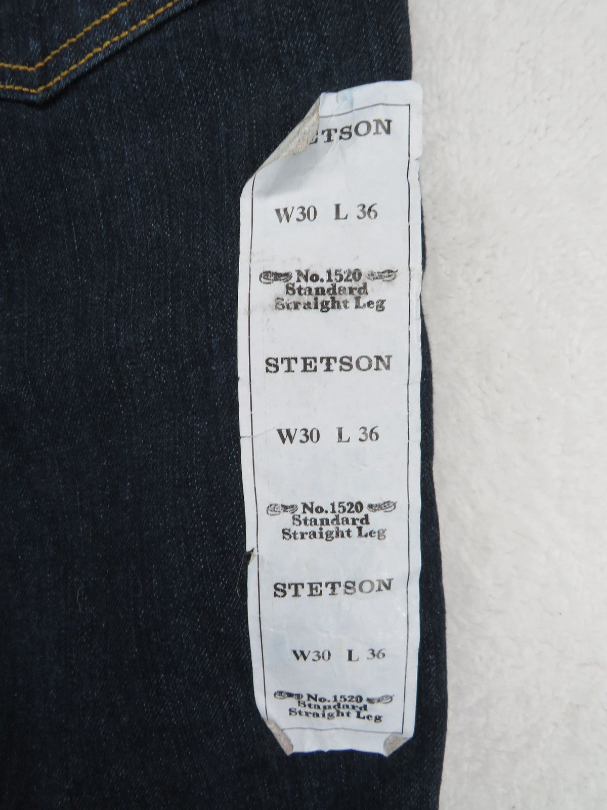 John B Stetson Jeans Men's W30 L36 Standard Straight Leg Indigo Work Denim 1520