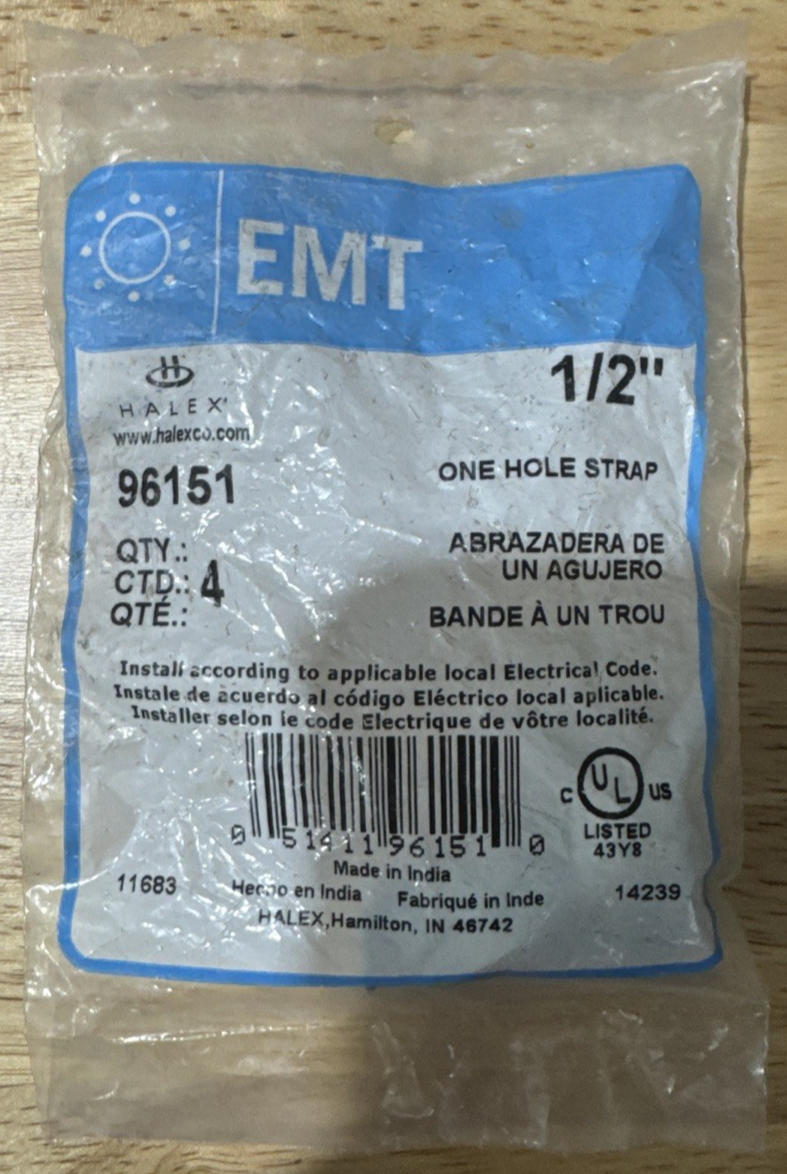 Halex 1/2" One Hole Strap 4 In Package